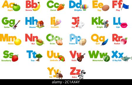 Joli dessin animé animaux alphabet pour l'éducation des enfants Illustration de Vecteur