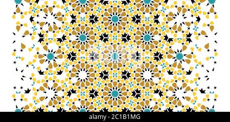 Maroc texture vectorielle arabesque. Texture géométrique de demi-teinte marocaine avec désintégration de carreaux de couleur Illustration de Vecteur