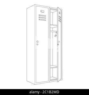 Casiers avec une porte ouverte. Dessin de contour Illustration de Vecteur