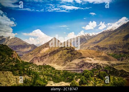 Panorama de la vallée de Hunza et Karimabad, Gilgit-Baltistan, Pakistan Banque D'Images