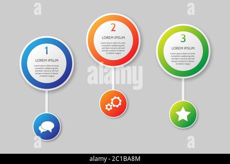 Modèle d'infographie vectoriel sur fond gris. Trois options Illustration de Vecteur
