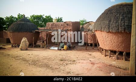 Vue panoramique sur le village de Bkonni, peuple de Hausa, Tahoua, Niger Banque D'Images