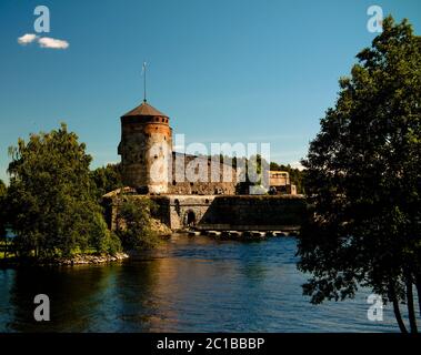 Vue sur le château d'Olavinlinna, Savonlinna, Finlande Banque D'Images