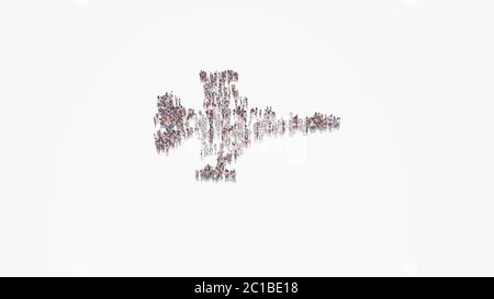 rendu 3d de la foule de différentes personnes en forme de symbole de combat du chasseur falcon sur fond blanc isolé Banque D'Images