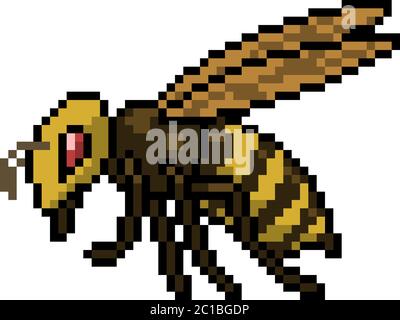 dessin animé isolé vector pixel art bee Illustration de Vecteur