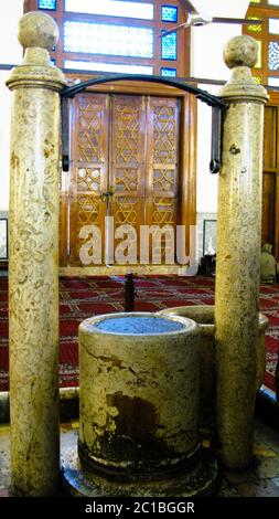L'autel païen et la fontaine de la mosquée d'Umayyad, Damas, Syrie Banque D'Images