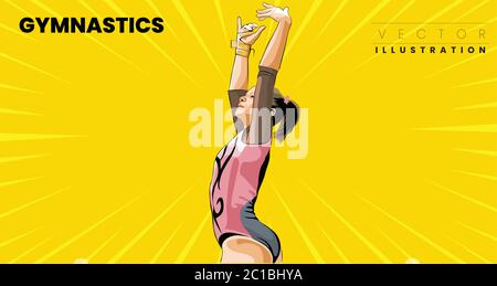 Gymnaste rythmique dans l'arène professionnelle Illustration vectorielle Illustration de Vecteur