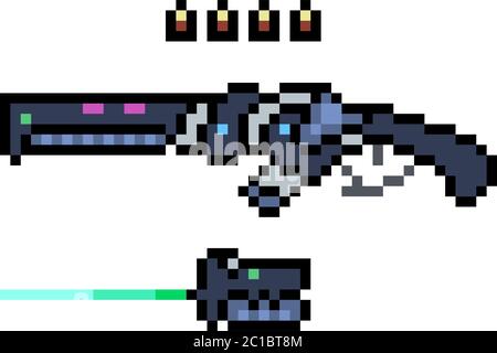 dessin animé vectoriel pixel art futur canon isolé Illustration de Vecteur