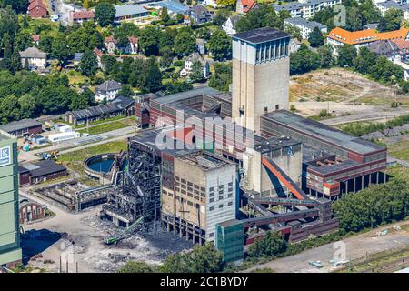 Photographie aérienne, ancienne mine de charbon Westerholt - Lippe, travaux de démolition, Hassel, Gelsenkirchen, région de la Ruhr, Rhénanie-du-Nord-Westphalie, Allemagne, DE Banque D'Images