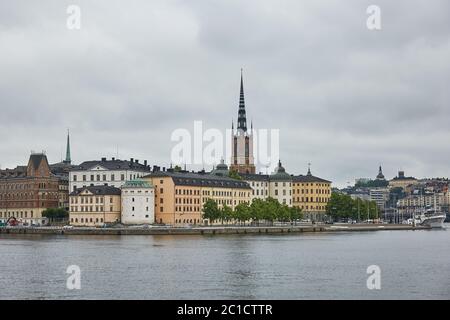 Vue panoramique sur la ville de Stockholm et le Terrasss Evert Taubes depuis l'hôtel de ville de Stockholm Banque D'Images