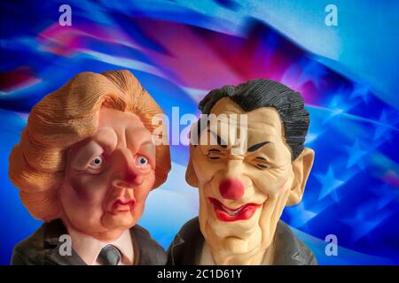 CARICATURE POLITIQUE : une relation spéciale (1984, jouets pour chiens © Spitting Images Ltd.) Banque D'Images