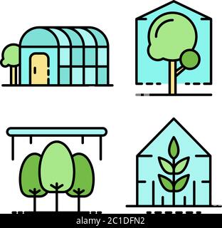 Les icônes de serre définissent le vecteur de couleur de ligne Illustration de Vecteur