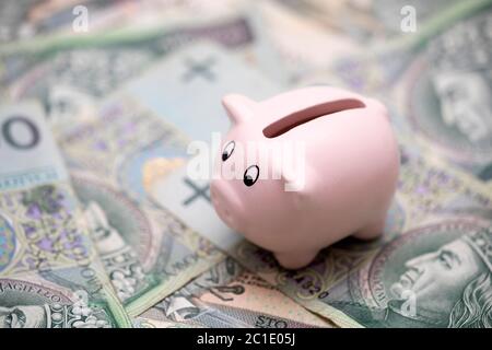 Piggy Bank on polish argent Banque D'Images