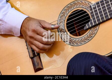 Guitariste de sept cordes acoutisc Banque D'Images