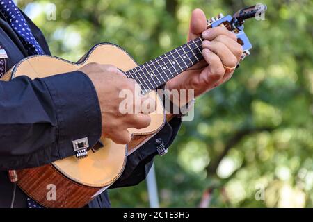 Guitare acoustique à quatre cordes Banque D'Images