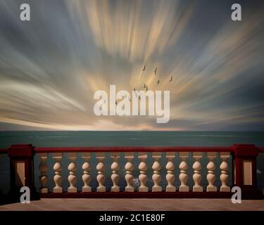 ES - Andalousie : Atlantic View de Chipiona Promenade (Costa de la Luz) Banque D'Images