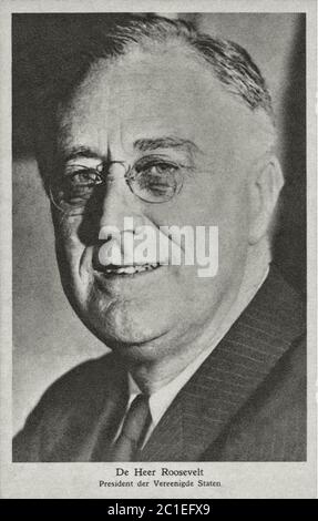 Portrait de Franklin Delano Roosevelt (1882 - 1945) était un homme d'État américain et leader politique qui a été le 32e président des Stat Banque D'Images