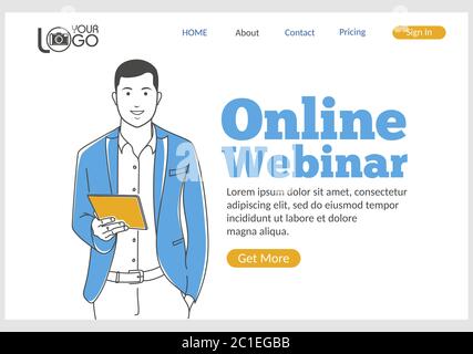 Page de renvoi du webinaire en ligne en ligne. Illustration de Vecteur