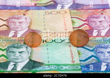 Pièces de reprise du Turkménistan Banque D'Images