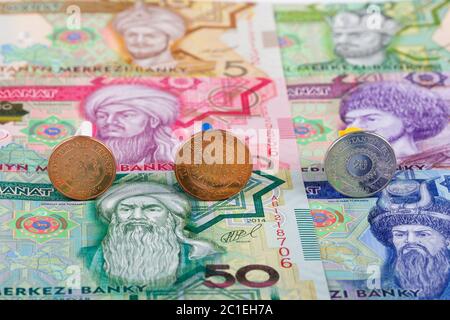 Pièces de reprise du Turkménistan Banque D'Images