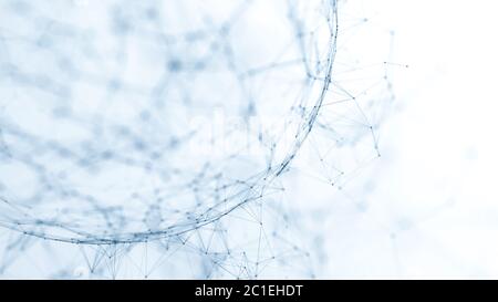 Espace polygonal abstrait en polyéthylène bas avec points et lignes de connexion. Structure de connexion. rendu 3d Banque D'Images