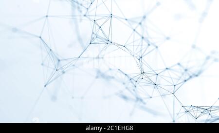 Espace polygonal abstrait en polyéthylène bas avec points et lignes de connexion. Structure de connexion. rendu 3d Banque D'Images