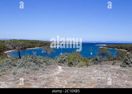 Parc naturel Cap Kamenjak en Croatie / Istrie avec sa belle côte Banque D'Images