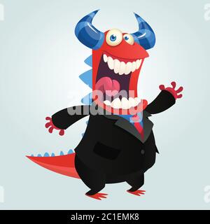 Caricature Happy Monster enseignant de présentation. Illustration vectorielle Illustration de Vecteur