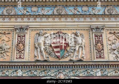 Détail plâtre du Palais des Arts Kunsthalle Budapest à Budapest style éclectique-néoclassique Banque D'Images