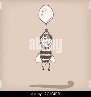 Abeille volant sur l'entoron de ballon, illustration vectorielle Illustration de Vecteur