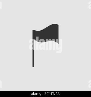 Icône drapeau plat. Pictogramme noir sur fond gris. Symbole d'illustration vectorielle Illustration de Vecteur