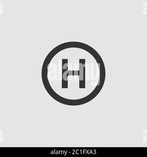Plate-forme icône d'atterrissage en hélicoptère. Pictogramme noir sur fond gris. Symbole d'illustration vectorielle Illustration de Vecteur