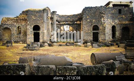 Panorama des ruines, vieille ville de Bosra, Syrie Banque D'Images