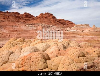 Paysage près de The Wave, North Coyote Buttes, Paria Canyon Vermillion Cliffs Wilderness, Utah, États-Unis Banque D'Images