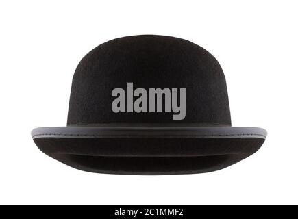 Chapeau melon noir isolé sur fond blanc Banque D'Images