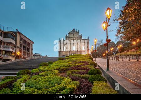 Ruines de Saint Paul, le célèbre lieu de Macao, Chine Banque D'Images