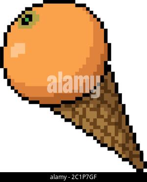 dessin animé isolé de la glace orange de l'art de pixel vectoriel Illustration de Vecteur