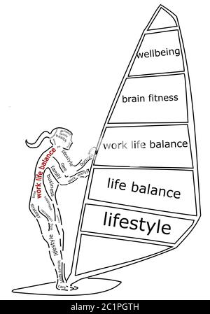 Illustration de l'équilibre de vie de travail décoratif – nuage de mots Banque D'Images