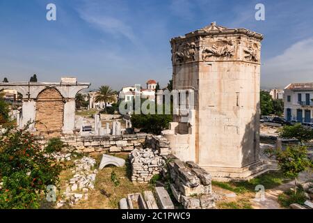 Tour des vents, Tour du vent, agora romain, Athènes, Grèce, Europe Banque D'Images