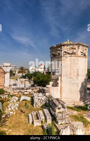 Tour des vents, Tour du vent, agora romain, Athènes, Grèce, Europe Banque D'Images