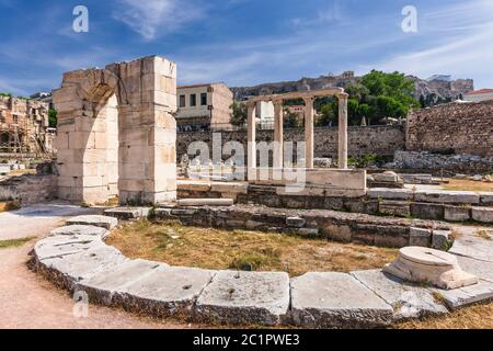 Bibliothèque d'Hadrien, Bibliothèque d'Hadrien, Athènes, Grèce, Europe Banque D'Images