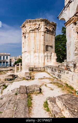 Tour des vents, Tour du vent, agora romain, Athènes, Grèce, Europe Banque D'Images