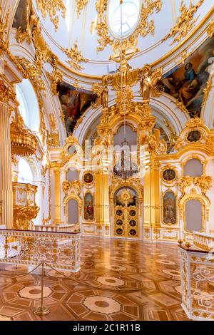 Saint-Pétersbourg, Russie - 12 mai 2017 : intérieur de l'Ermitage d'État, la Grande église du Palais d'hiver. Hermitage en est un Banque D'Images