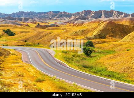 Sur la route des Yellow Mounds, parc national des Badlands près de Rapid City, Dakota du Sud, États-Unis d'Amérique.