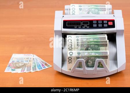 Zloty polonais dans une machine de comptage Banque D'Images