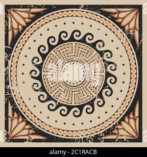 Méandre circulaire d'ornement ancien. Elément de conception vectoriel. Illustration de Vecteur
