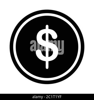 Icône d'affiche circulaire circulaire de monnaie. Illustration noire isolée sur un fond blanc. Vecteur EPS Illustration de Vecteur