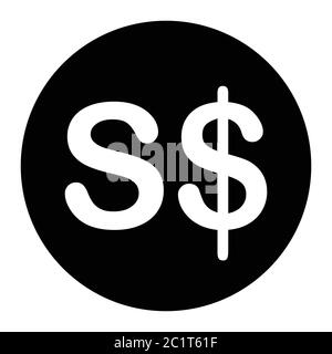 Symbole de devise en dollar de Singapour SGD. Illustration noire isolée sur un fond blanc. Vecteur EPS Illustration de Vecteur