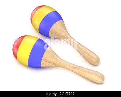 Maracas jouet en bois. 3D Banque D'Images