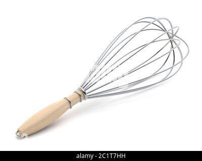Fouet métallique avec poignée en bois. 3D Banque D'Images